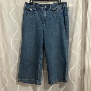 Chico’s Platinum Blue Denim Capri’s, Chicos Size 2 (Size 12)